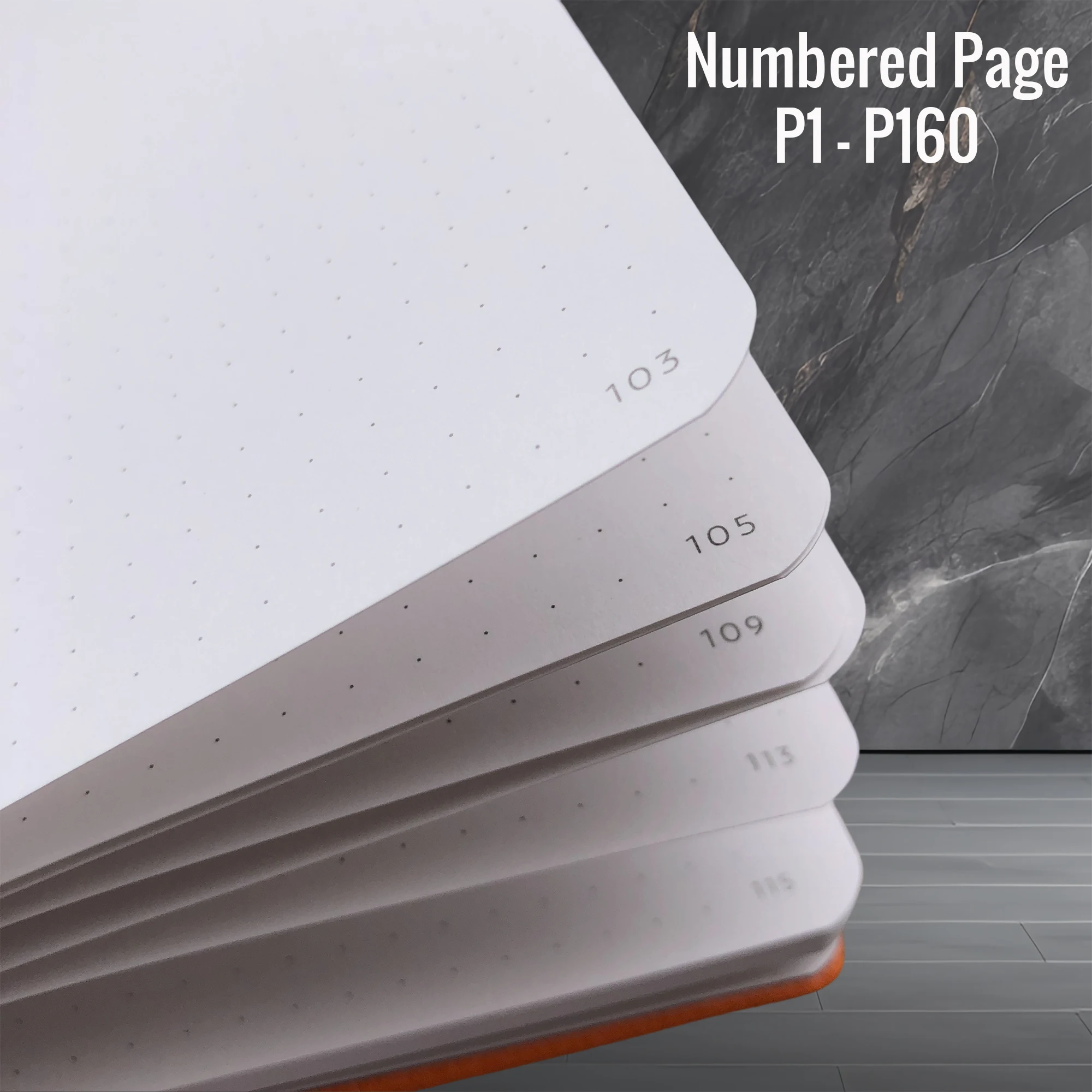 BUKE Tiger Dotted Journal, 160gsm Thick Paper Dot Grid Notebook 160 Pages Numbered, 5*5mm DOT-GRID Layouts