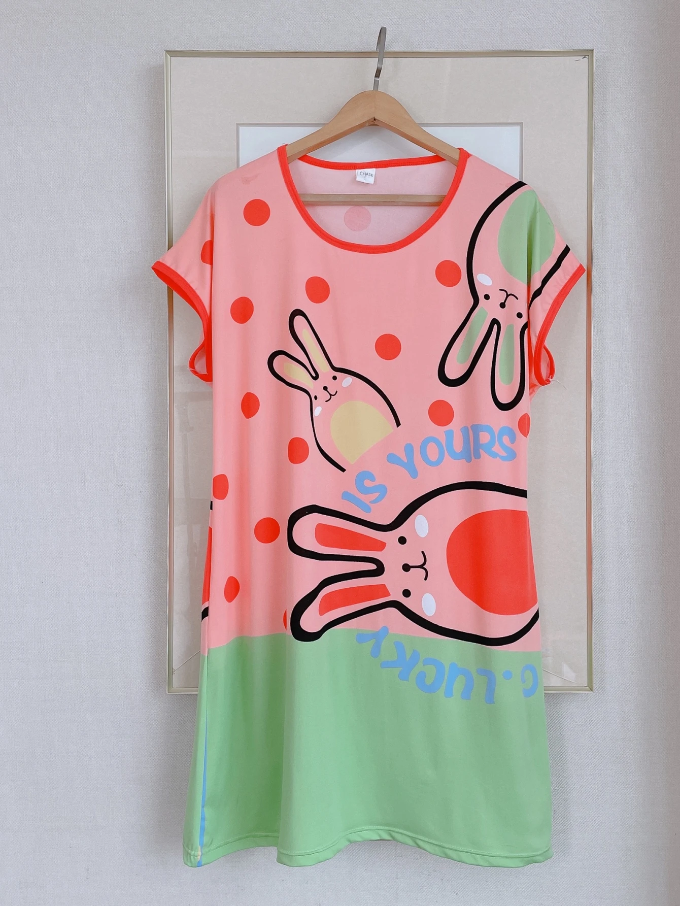 1PC, Summer And Autumn Cool Cute Girls Cartoon Nightdress, Comfortable Short-sleeved Dress, Women's Home Wear, Polyester Pajama