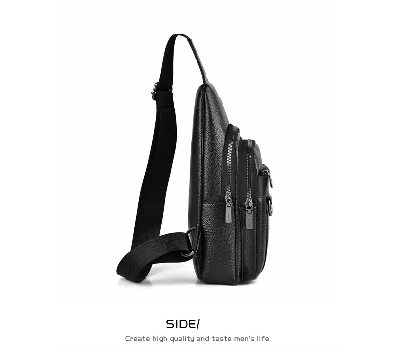 2026New Kangaroo Luxury Brand Chest Pack Men Crossbody Bag Black Brown Leather Chest Bag Casual Travel Sling Bag Messenger Bag