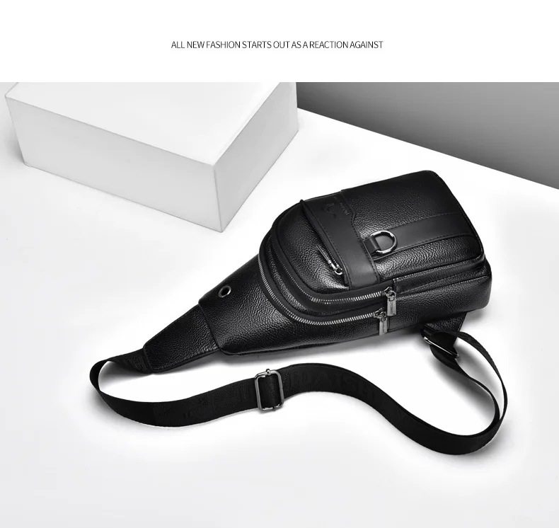 2026New Kangaroo Luxury Brand Chest Pack Men Crossbody Bag Black Brown Leather Chest Bag Casual Travel Sling Bag Messenger Bag