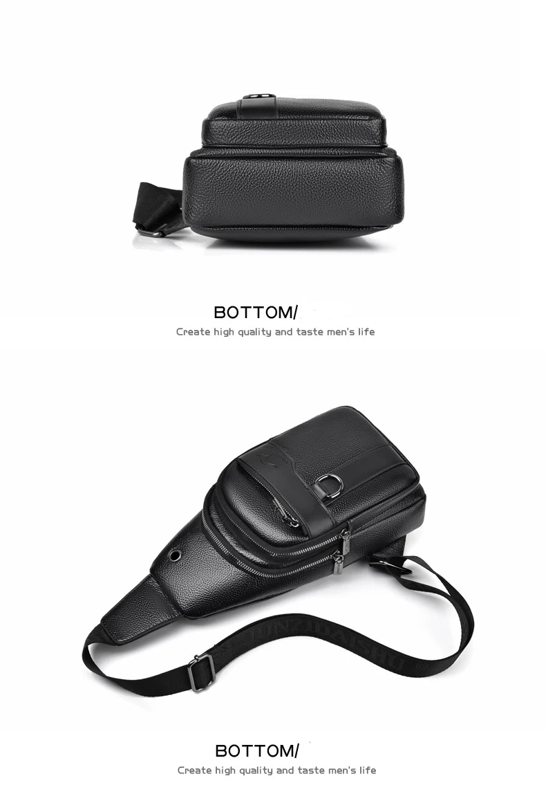 2026New Kangaroo Luxury Brand Chest Pack Men Crossbody Bag Black Brown Leather Chest Bag Casual Travel Sling Bag Messenger Bag