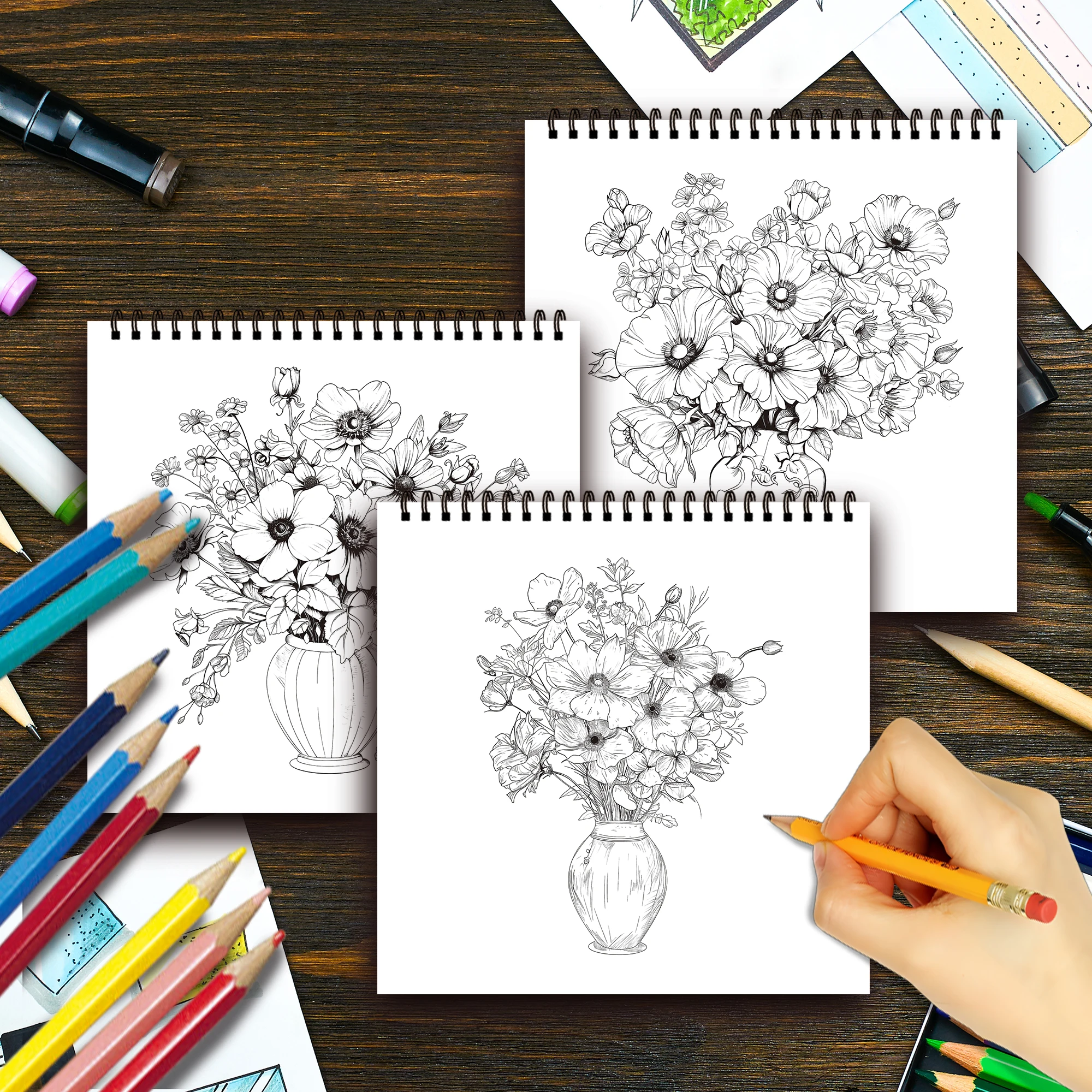 Spiral Colouring Book 30 Sheets 8.3x 8.3 Inches 100gsm Thick Paper, For Relief, Anxiety, Perfect for Many Holiday Gifts