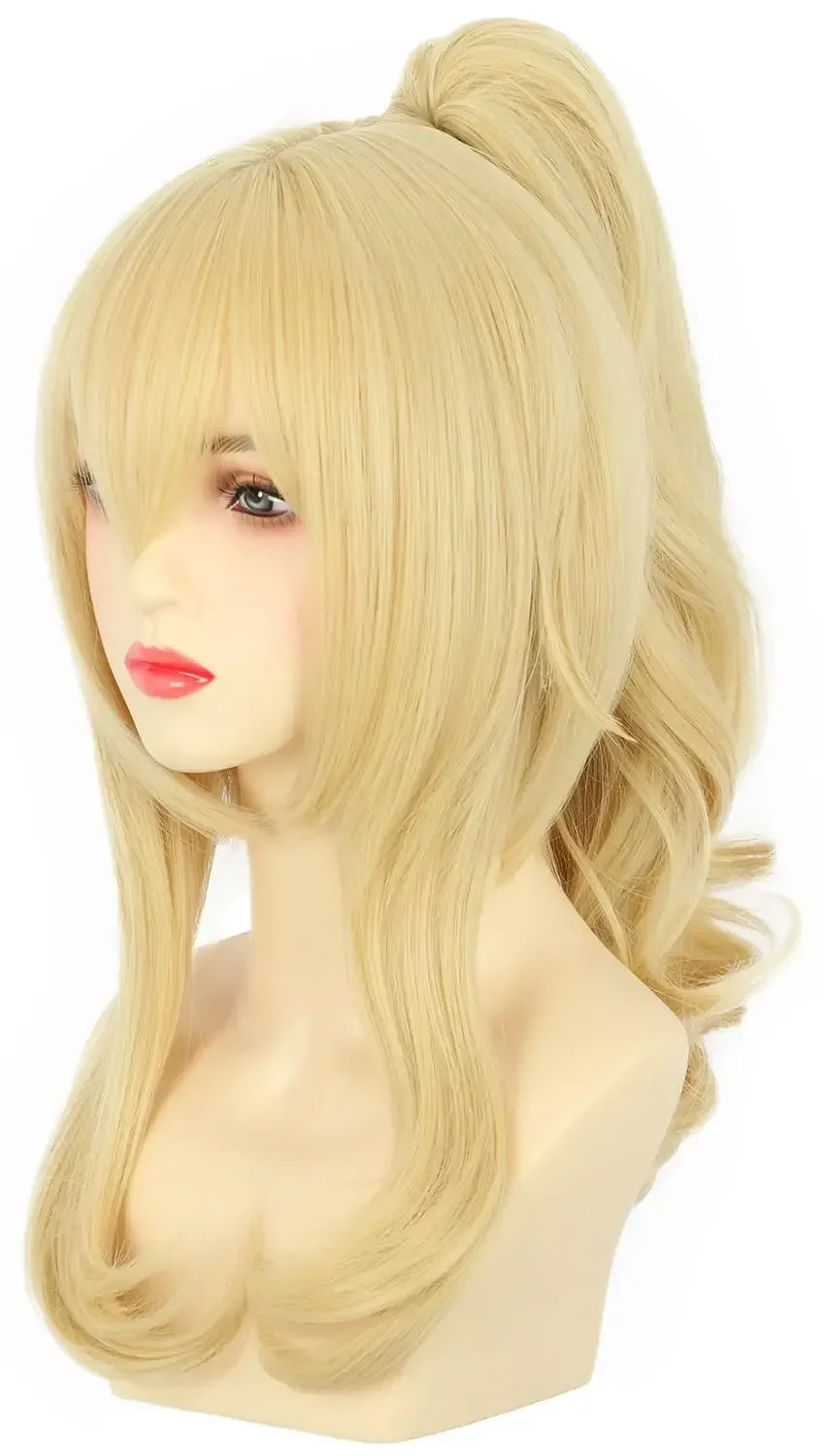 Women Blonde Ponytail Wig Princess Wig Pigtail Wig Halloween Costume Anime Cosplay Wig Synthetic Hair Girls Party