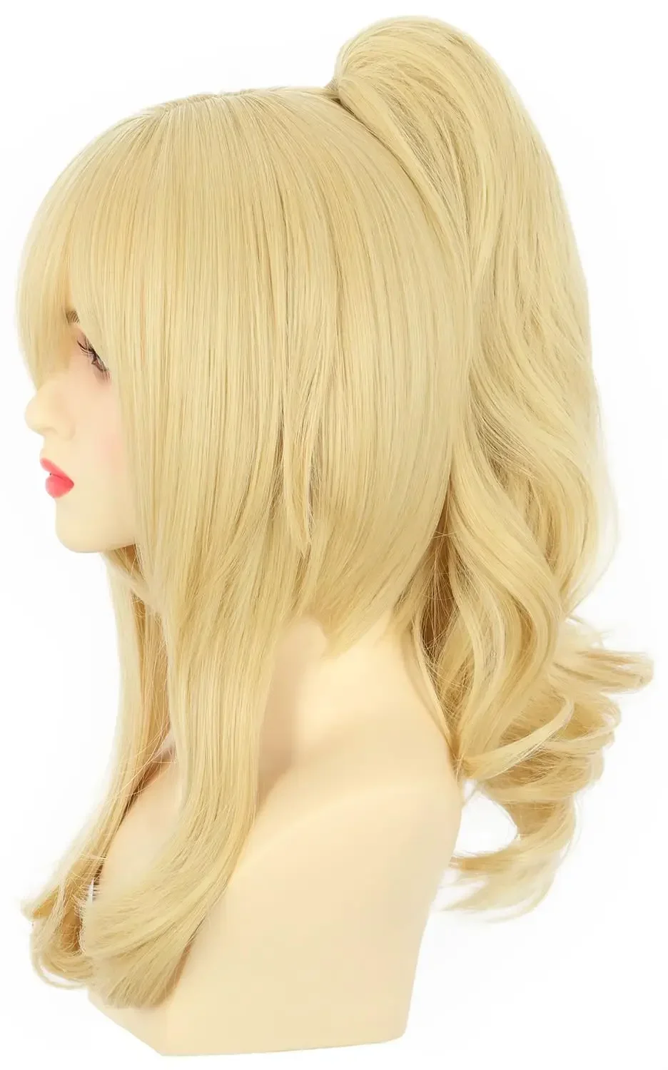 Women Blonde Ponytail Wig Princess Wig Pigtail Wig Halloween Costume Anime Cosplay Wig Synthetic Hair Girls Party