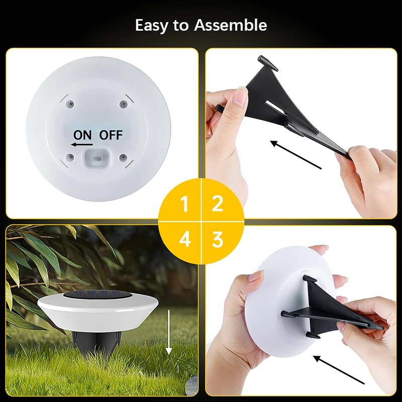 1/4Pack Solar Ground Lights,14LED Waterproof Outdoor Landscape Light, LED Lawn Lamp, for Garden Pathway Yard Deck Camping Decor