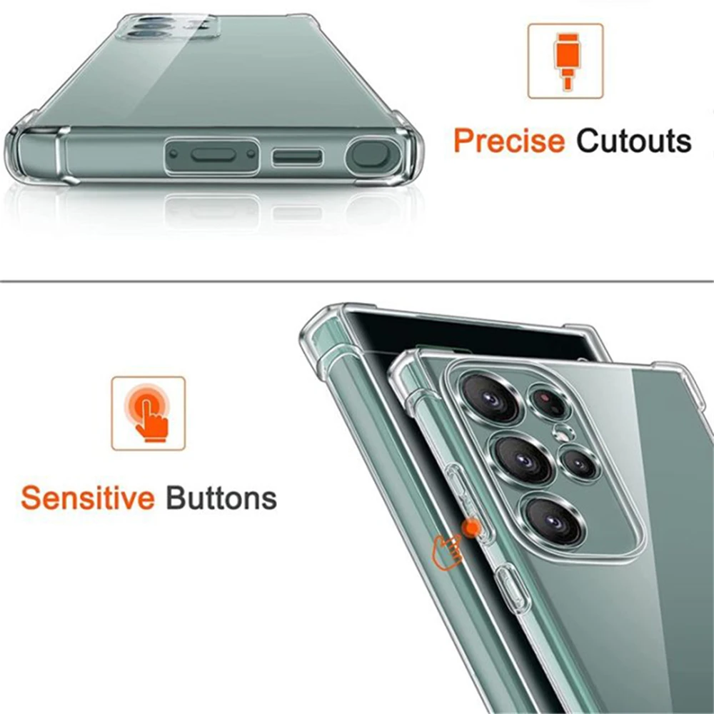 Clear Case For Samsung Galaxy S25 S24 S23 S22 S21 Plus Ultra Shockproof Case A54 A34 A14 A56 A53 A33 A36 A13 A52 A32 A55 Cover