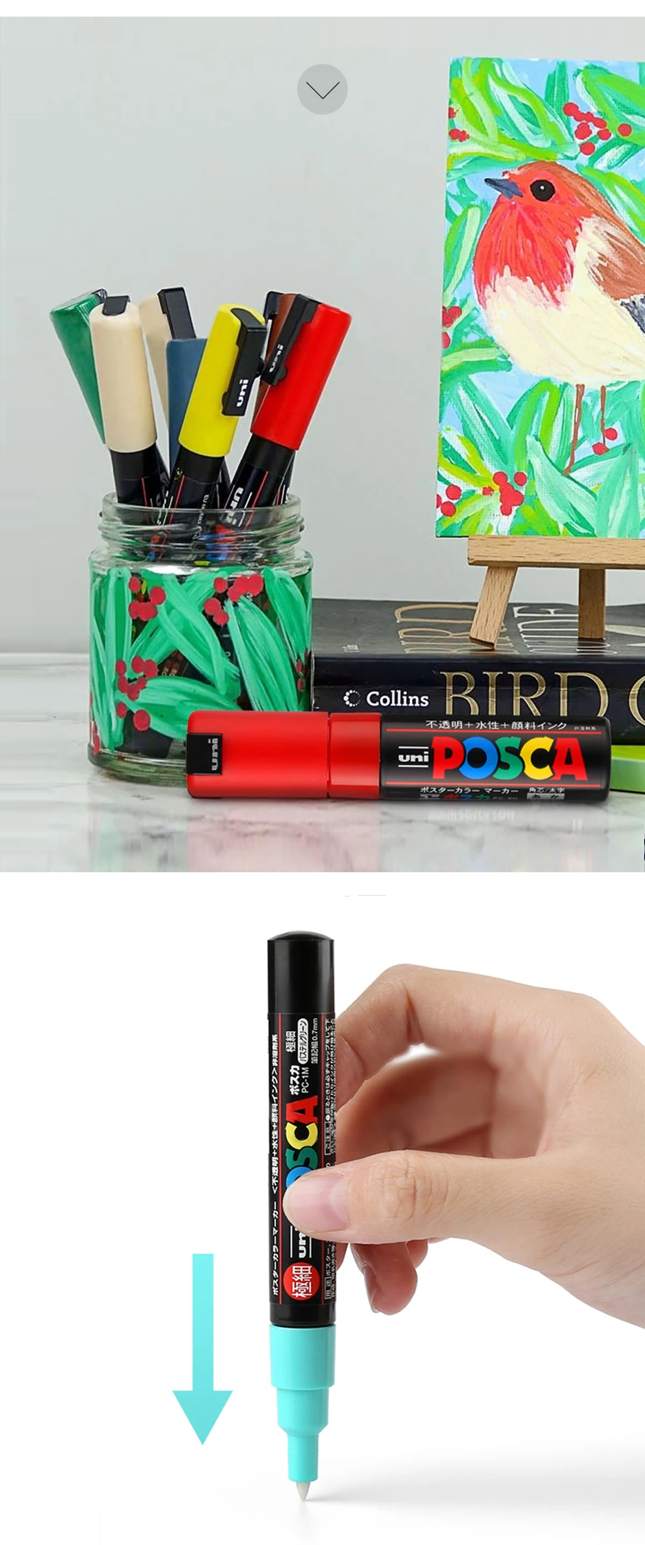 UNI PC 1M/3M/5M Posca Paint Marker Pen All Colors Water-based Pen Japan Mitsubishi Stationery DIY Painting Graffiti Art Supplies