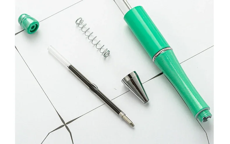 1pcs pen +6pcs Creative DIY Plastic Beaded Ballpoint Pen Printable Logo Cose Per La Scuola Pens for Writing Office Supplies