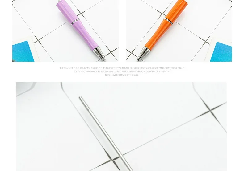 1pcs pen +6pcs Creative DIY Plastic Beaded Ballpoint Pen Printable Logo Cose Per La Scuola Pens for Writing Office Supplies