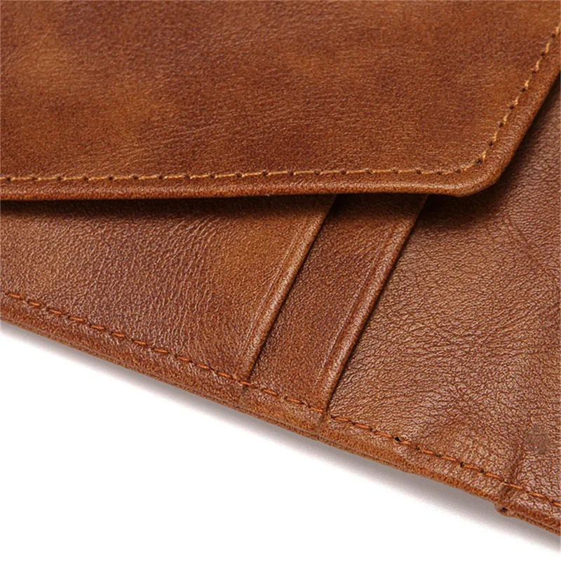Fashion Men PU Leather Bifold Money Clips Multi functional Thin Metal Clamp Wallet Card Holder