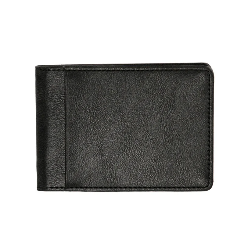 Fashion Men PU Leather Bifold Money Clips Multi functional Thin Metal Clamp Wallet Card Holder
