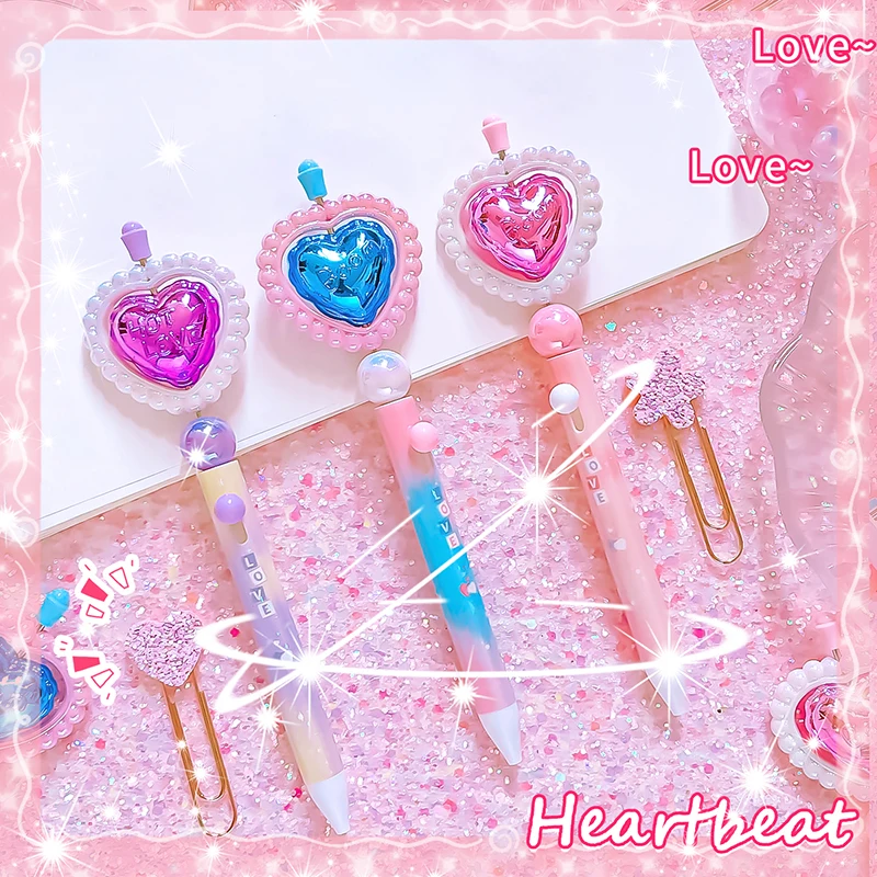 pretty stationery items back to school Writing pens heart love gel pens Elegant pens Kawaii Stationery supplies cute pens