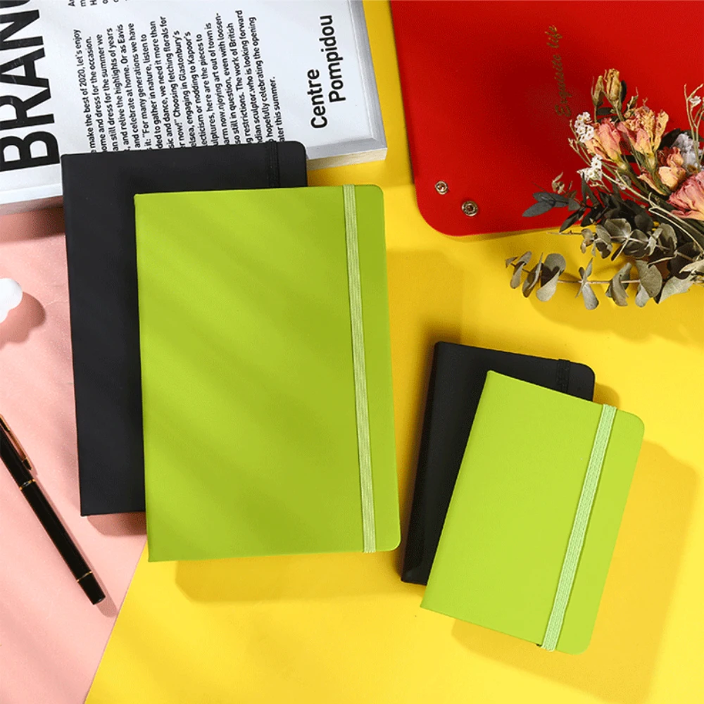 A5/A6 Business Strap Notebook 160 page 80gsm Student Stationery Notepad Hand Account Book Black Notebook Hard Cover Planner