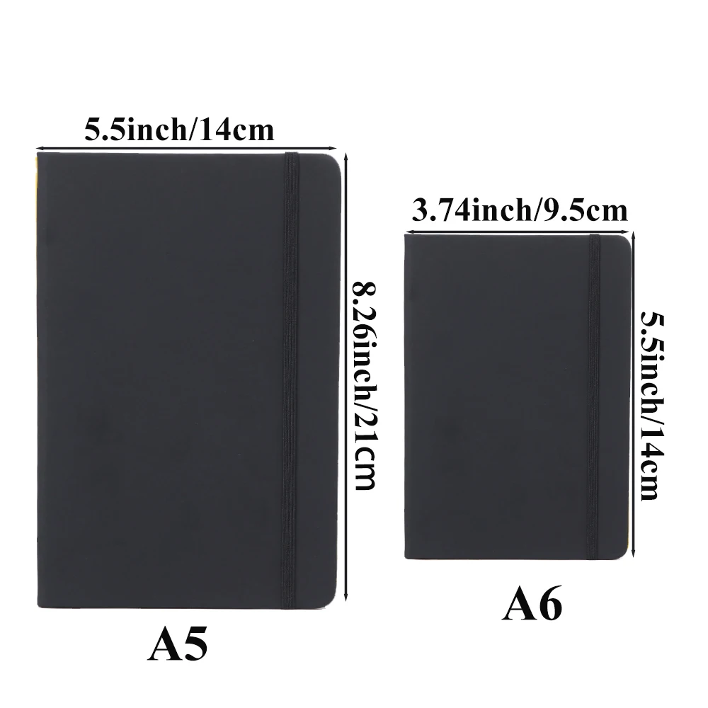 A5/A6 Business Strap Notebook 160 page 80gsm Student Stationery Notepad Hand Account Book Black Notebook Hard Cover Planner