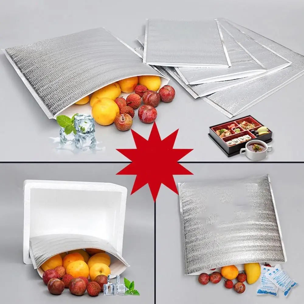 Aluminum Foil Cooler Bag Insulation Folding Picnic Portable Food Thermal Packing Bag Food Delivery Drink Carrier Insulated Bag