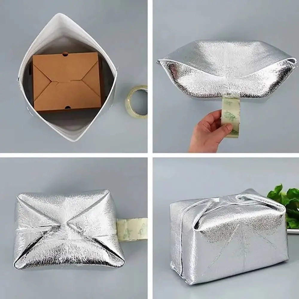 Aluminum Foil Cooler Bag Insulation Folding Picnic Portable Food Thermal Packing Bag Food Delivery Drink Carrier Insulated Bag