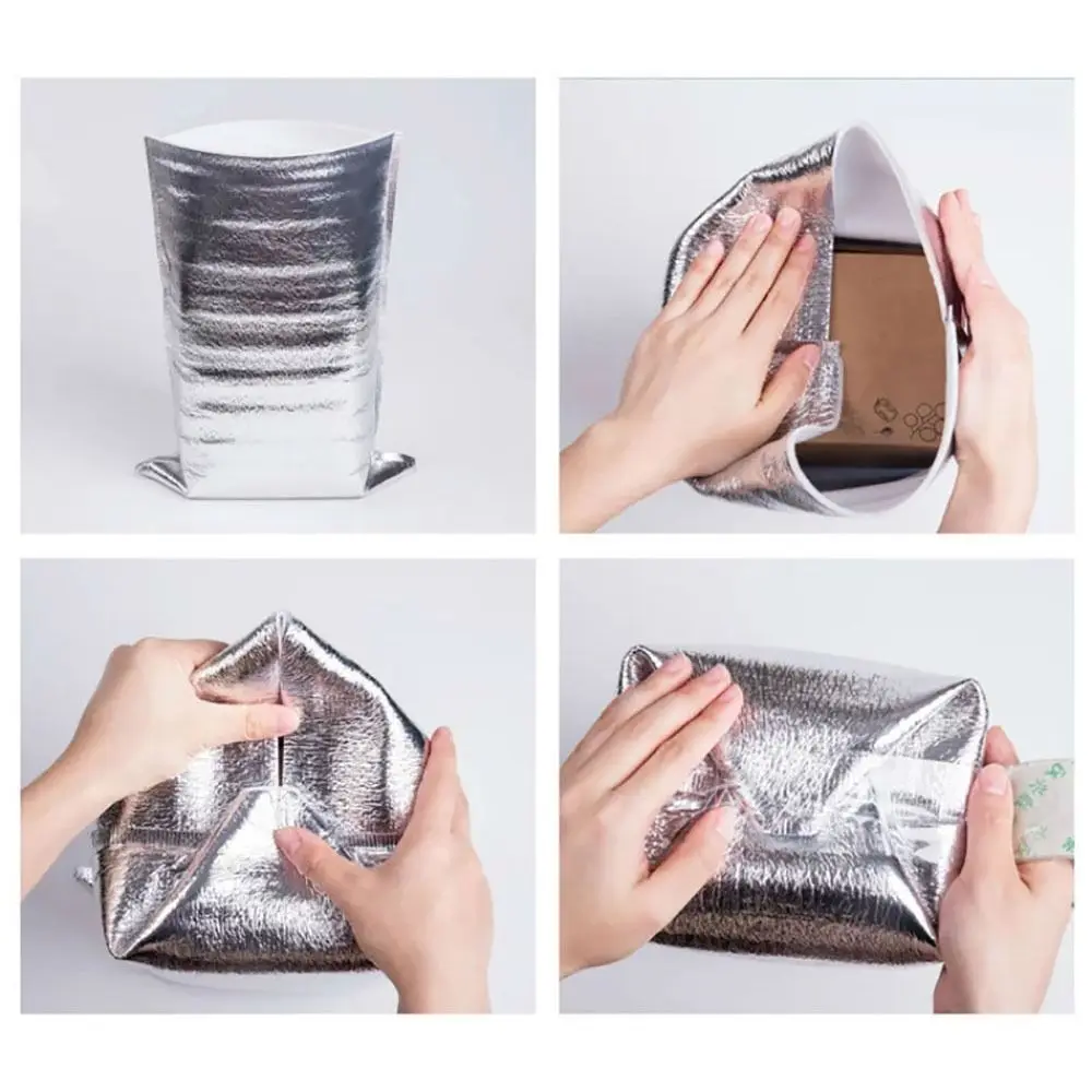 Aluminum Foil Cooler Bag Insulation Folding Picnic Portable Food Thermal Packing Bag Food Delivery Drink Carrier Insulated Bag