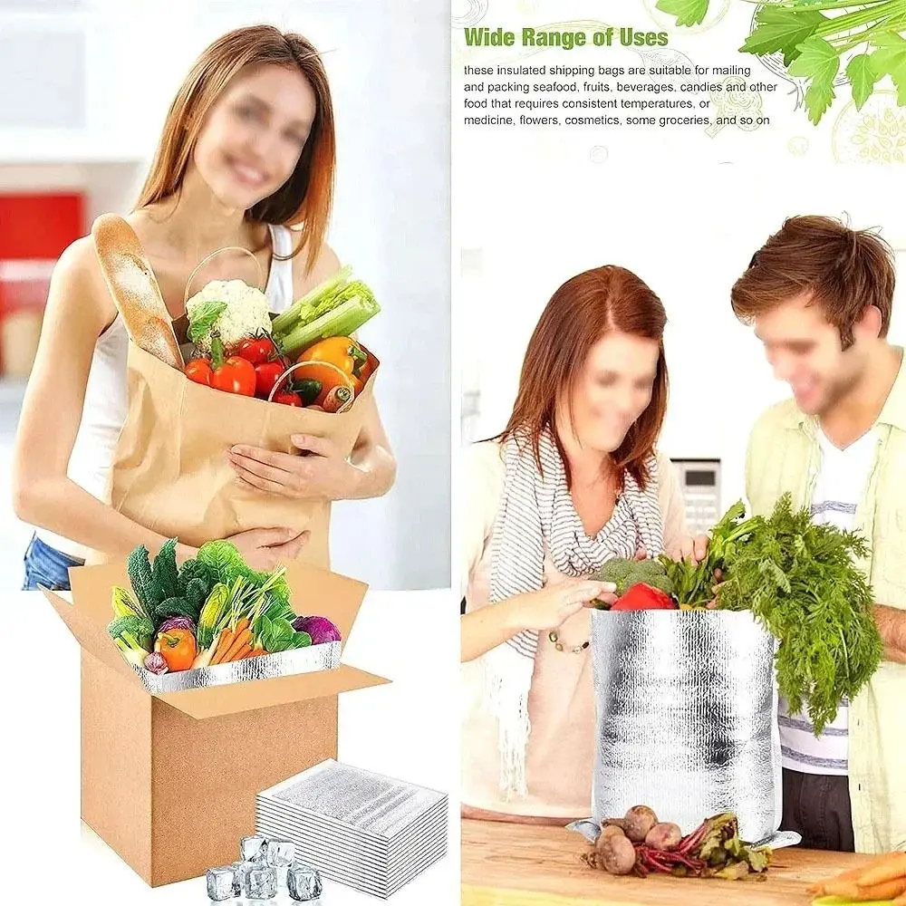 Aluminum Foil Cooler Bag Insulation Folding Picnic Portable Food Thermal Packing Bag Food Delivery Drink Carrier Insulated Bag