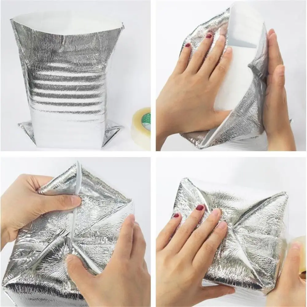 Aluminum Foil Cooler Bag Insulation Folding Picnic Portable Food Thermal Packing Bag Food Delivery Drink Carrier Insulated Bag