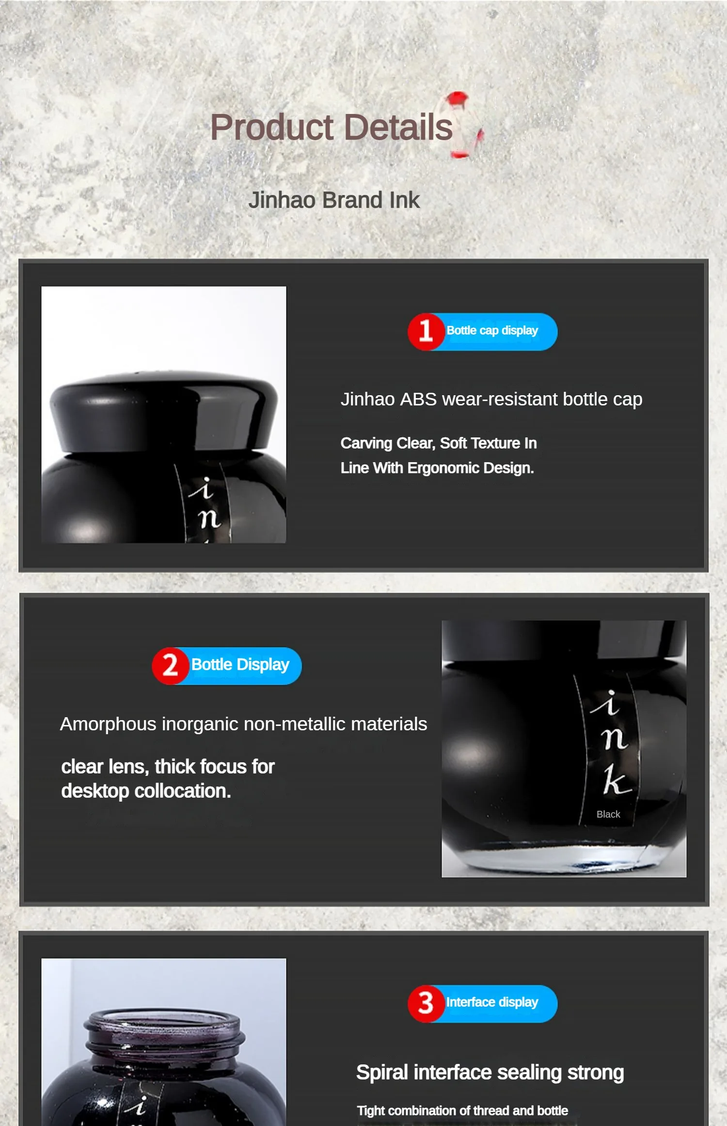 JINHAO 100/50ml Non-carbon Fountain Pen Ink Cartridge Refill Glass Bottled Fountain Pen Ink School Office Supplies Stationery