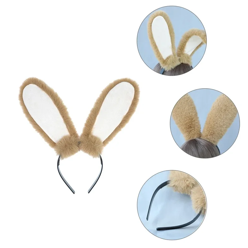Funny Upright or Lop-ear Plush Bunny Ear Hair Hoops Women Girl Headband Cosplay Costume Accessories Party Headgear for Christmas