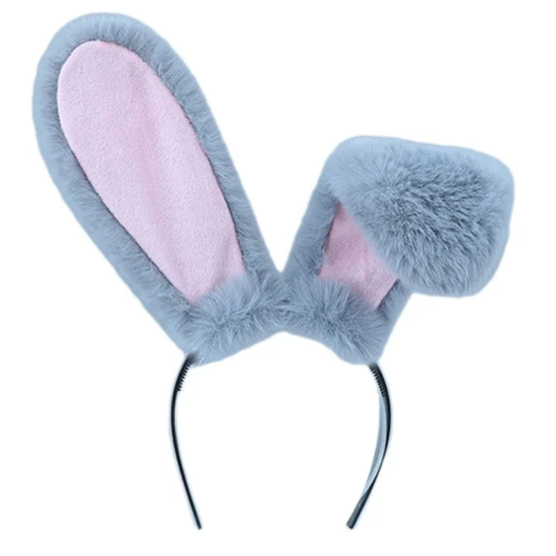 Funny Upright or Lop-ear Plush Bunny Ear Hair Hoops Women Girl Headband Cosplay Costume Accessories Party Headgear for Christmas