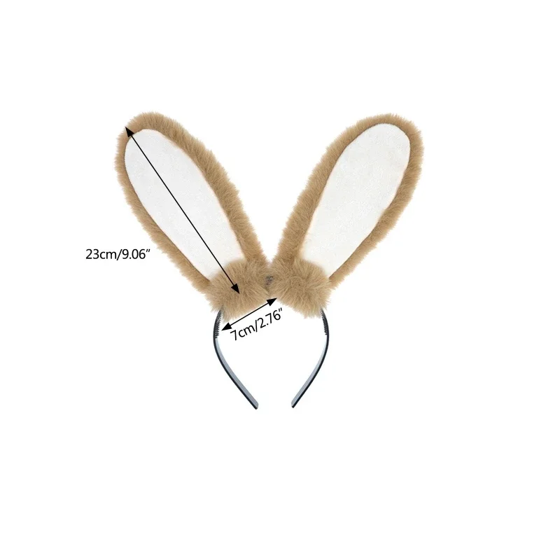 Funny Upright or Lop-ear Plush Bunny Ear Hair Hoops Women Girl Headband Cosplay Costume Accessories Party Headgear for Christmas
