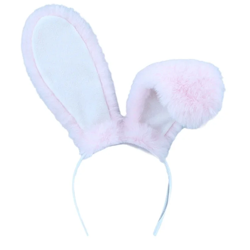 Funny Upright or Lop-ear Plush Bunny Ear Hair Hoops Women Girl Headband Cosplay Costume Accessories Party Headgear for Christmas