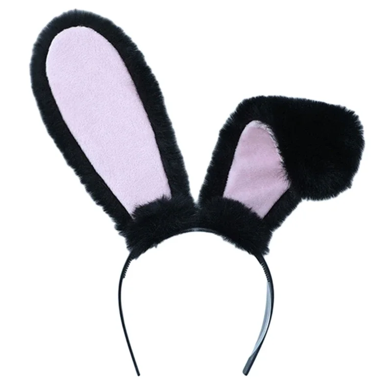 Funny Upright or Lop-ear Plush Bunny Ear Hair Hoops Women Girl Headband Cosplay Costume Accessories Party Headgear for Christmas