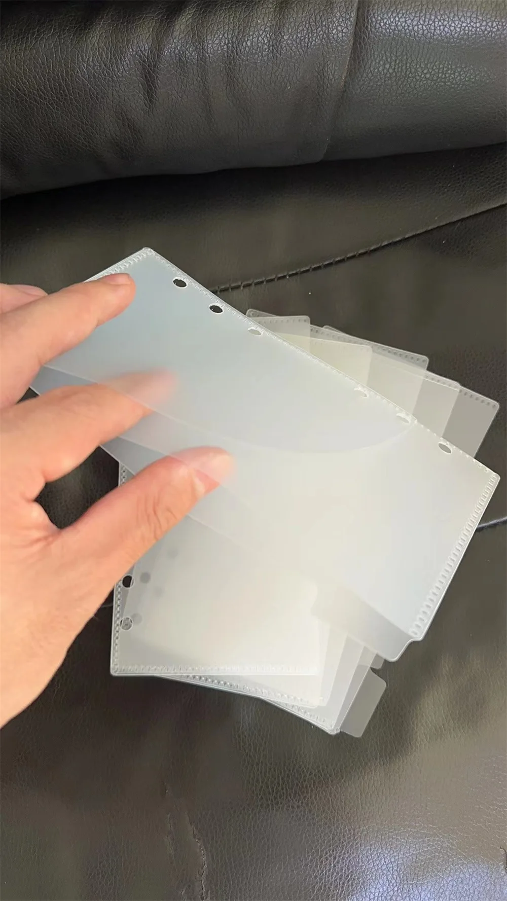 A6 Pink Black Transparent Binder Pockets Binder Folders for Notebook Divider Page Waterproof PVC Leaf Document Filing Bag