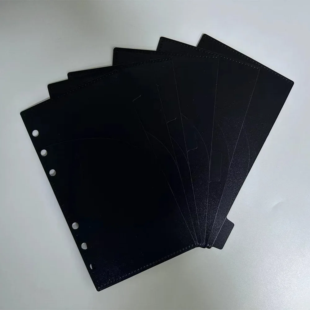 A6 Pink Black Transparent Binder Pockets Binder Folders for Notebook Divider Page Waterproof PVC Leaf Document Filing Bag