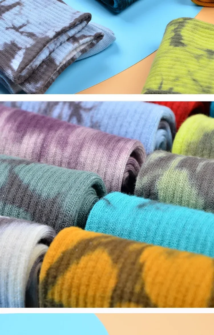 New Men and Women Tie-dye Socks Spring and Autumn Ins Socks European and American Skateboard Socks Long Tube Couple Socks