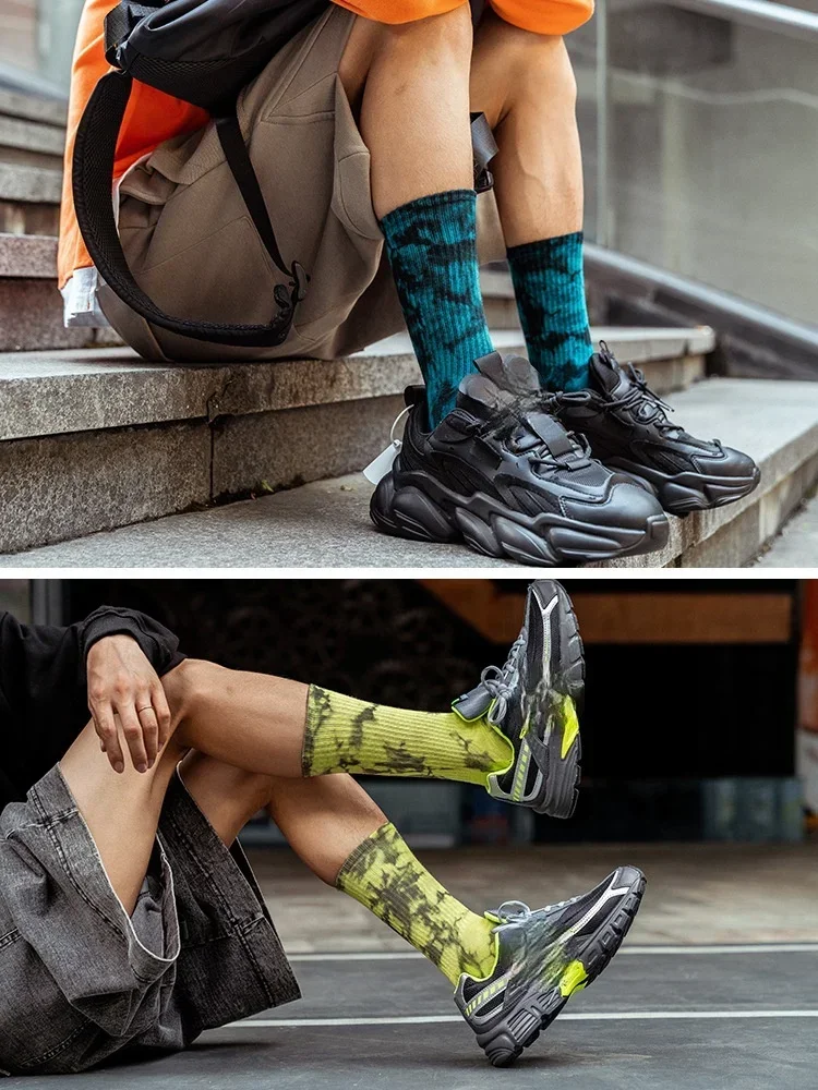 New Men and Women Tie-dye Socks Spring and Autumn Ins Socks European and American Skateboard Socks Long Tube Couple Socks