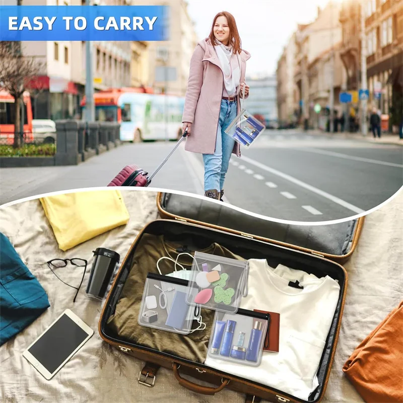 1/2/4pcs Luggage Transparent Travel Use Leakproof Flight Make Up Waterproof For Women Reusable Airport Security Storage bag