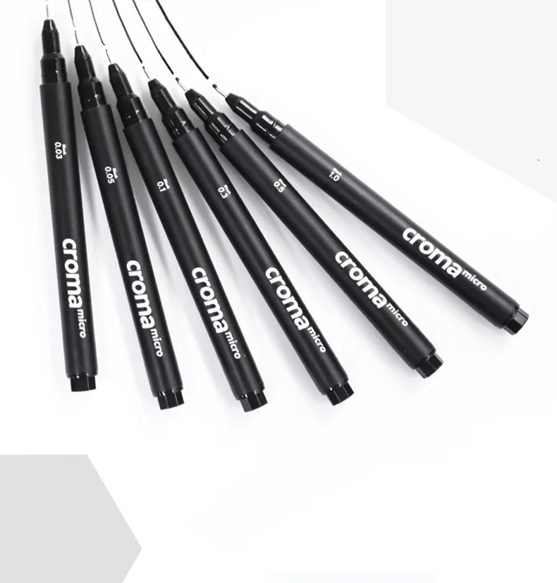 Pigment Liner Pigma Pen 0.1mm/0.03mm/0.05mm/0.5mm/1mm Different Tip Black Fineliner for Sketching Drawing Micron Ink Marker Pen