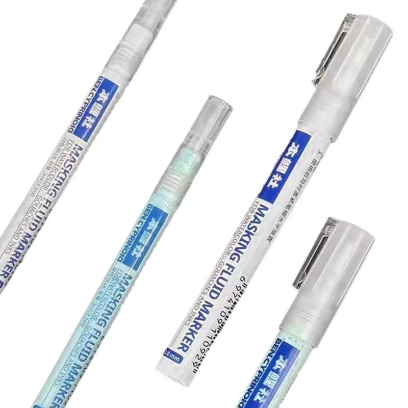 White Blue Mark Pen Watercolor Masking Liquid 0.7 mm/0.3mm Masking Fluid Marker Art Supplies Glues Covering Liquid H8WD