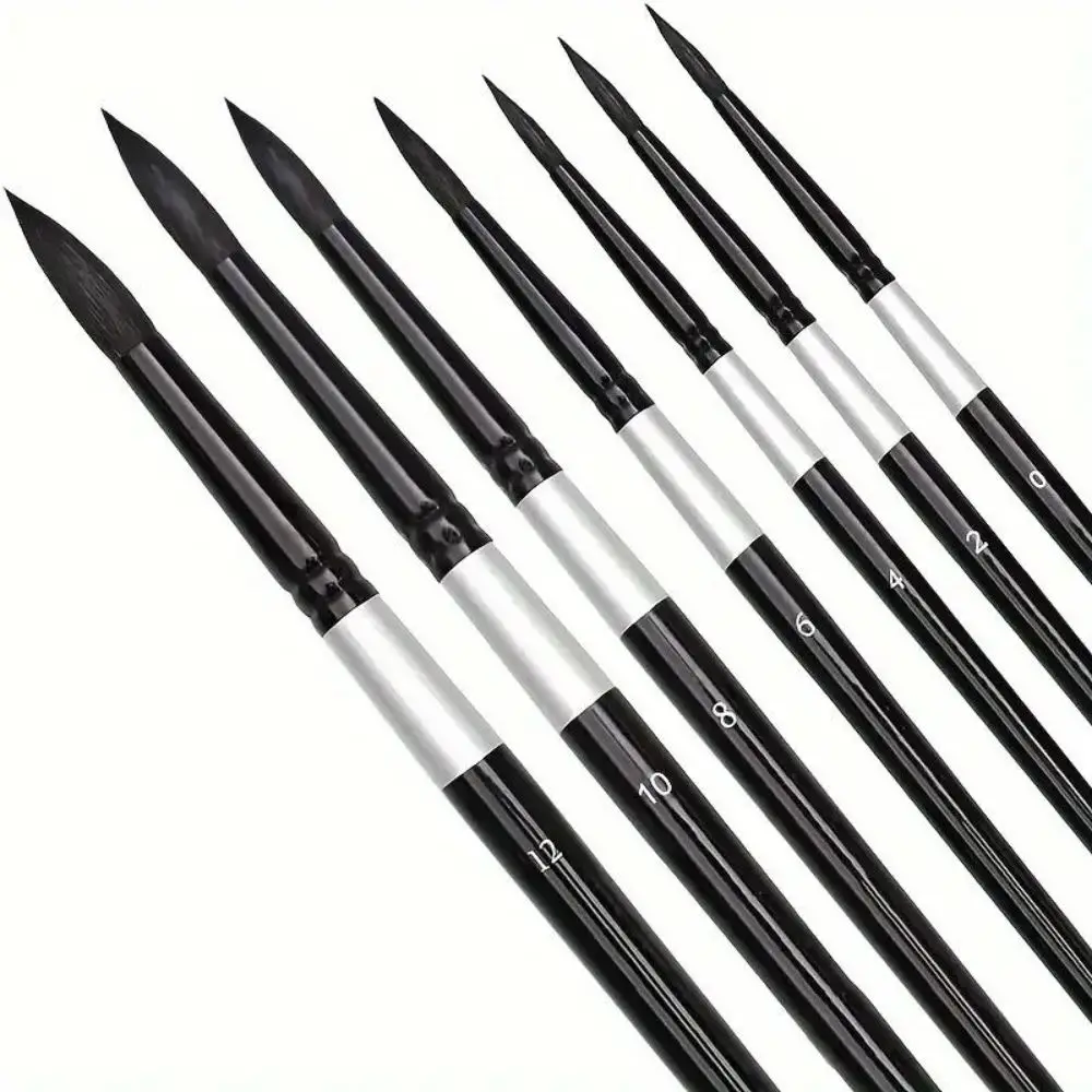 7/14pcs Round Squirrel Hair Paint Brush Set for Watercolor, Inks, Gouache & Tempera, Professional Artist Quality, Wood Handle