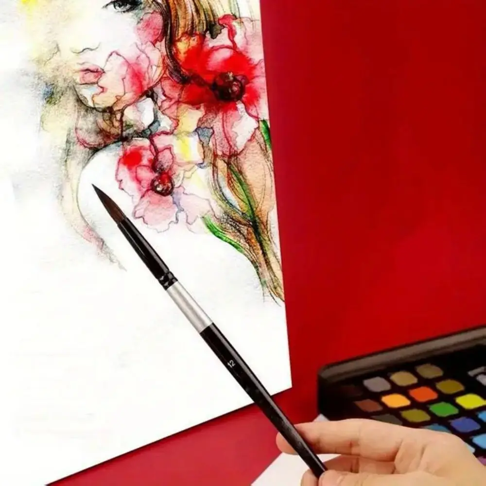 7/14pcs Round Squirrel Hair Paint Brush Set for Watercolor, Inks, Gouache & Tempera, Professional Artist Quality, Wood Handle