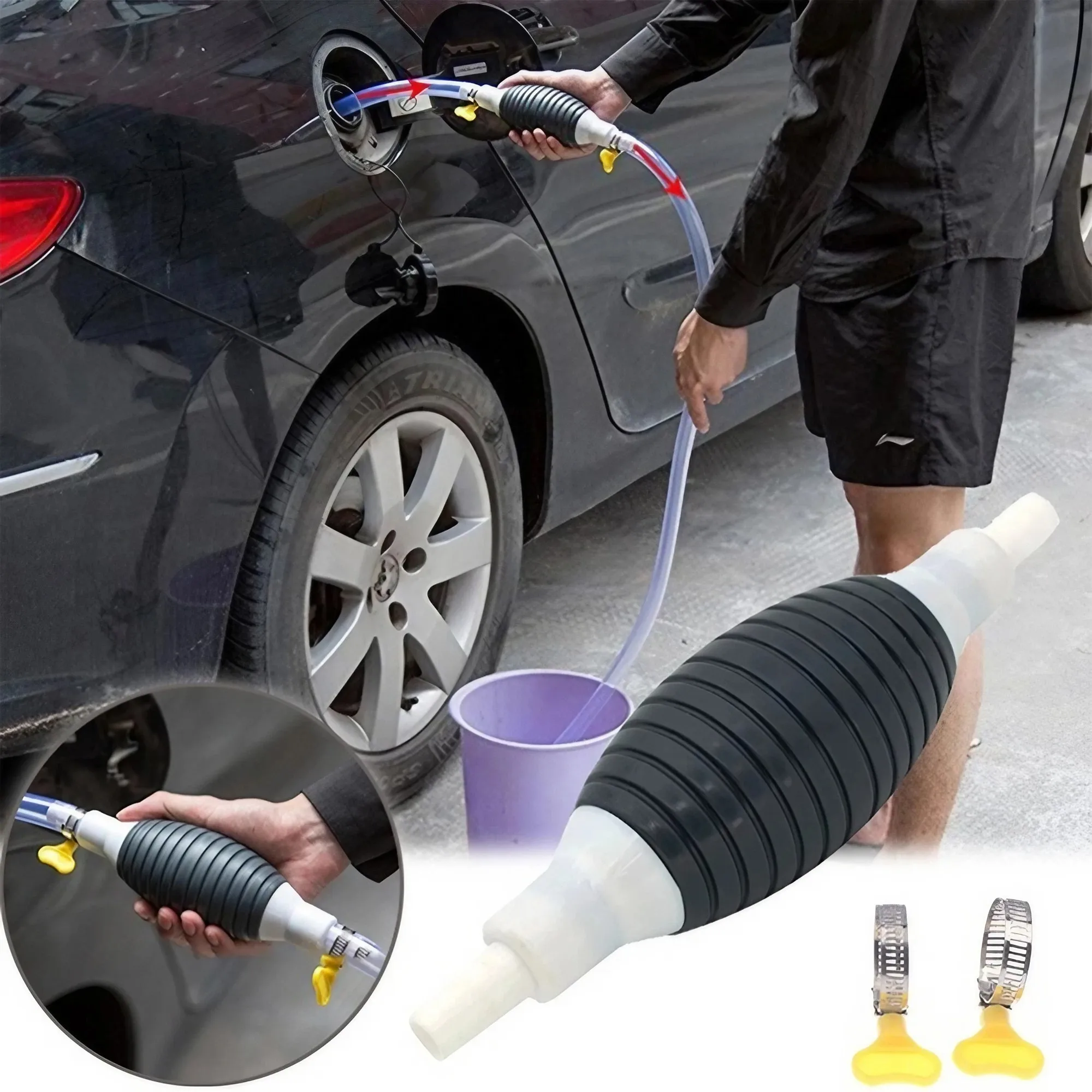 Car Fuel Hand Primer Pump Rubber Manual Petrol Diesel Gas Liquid Transfer Pump Fit For Ford Chevy VW Audi BMW