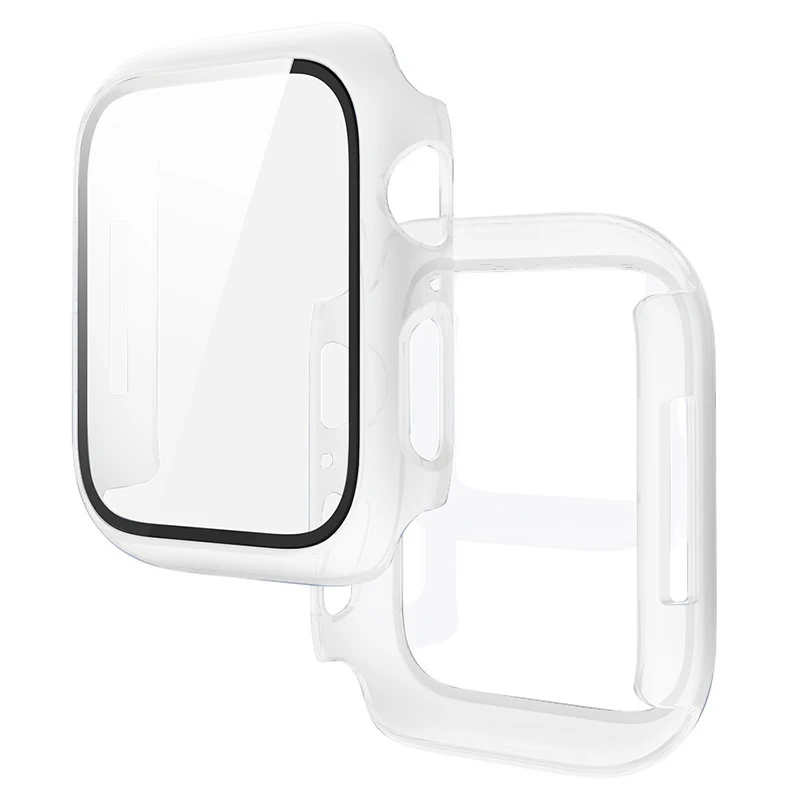 Tempered Glass+Cover For Apple Watch 11 10 9 8 7 46mm 42mm PC Bumper Screen Protector Case iWatch Series 7 6 5 4 SE3 44 40 45mm