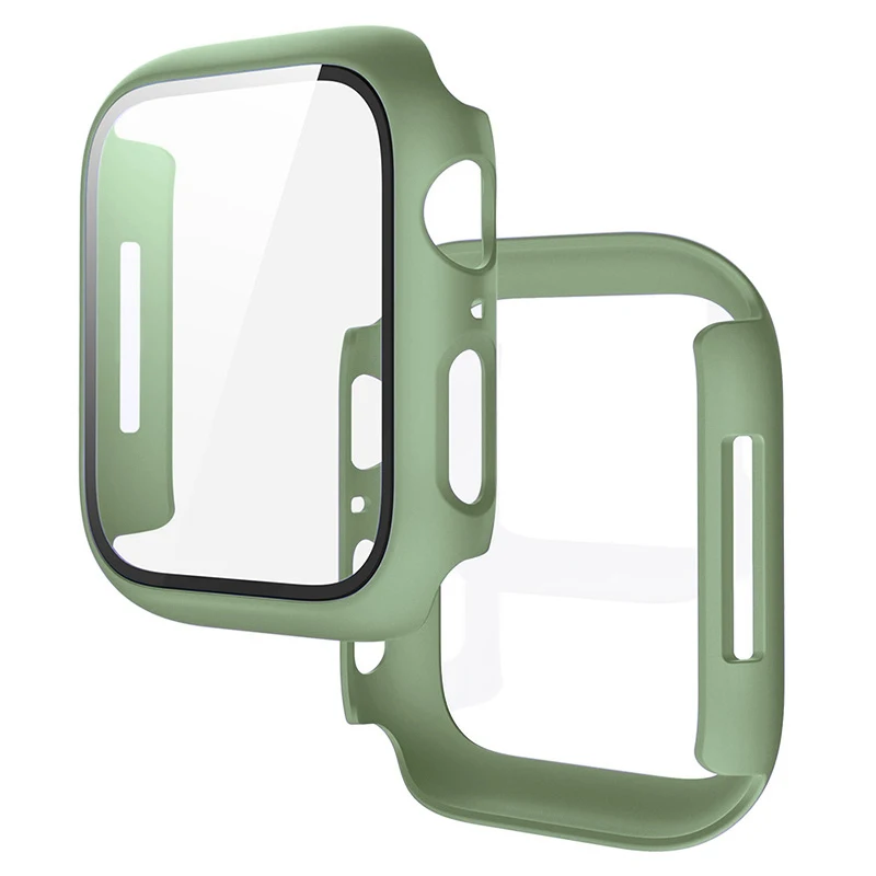 Tempered Glass+Cover For Apple Watch 11 10 9 8 7 46mm 42mm PC Bumper Screen Protector Case iWatch Series 7 6 5 4 SE3 44 40 45mm