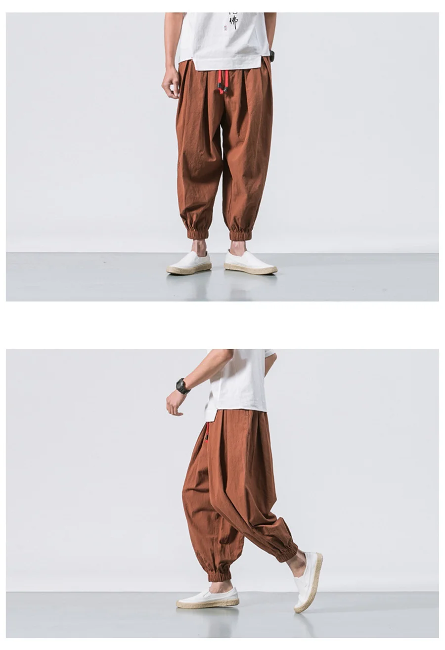 FGKKS Spring Men Loose Harem Pants Chinese Linen Overweight Sweatpants High Quality Casual Brand Oversize Trousers Male