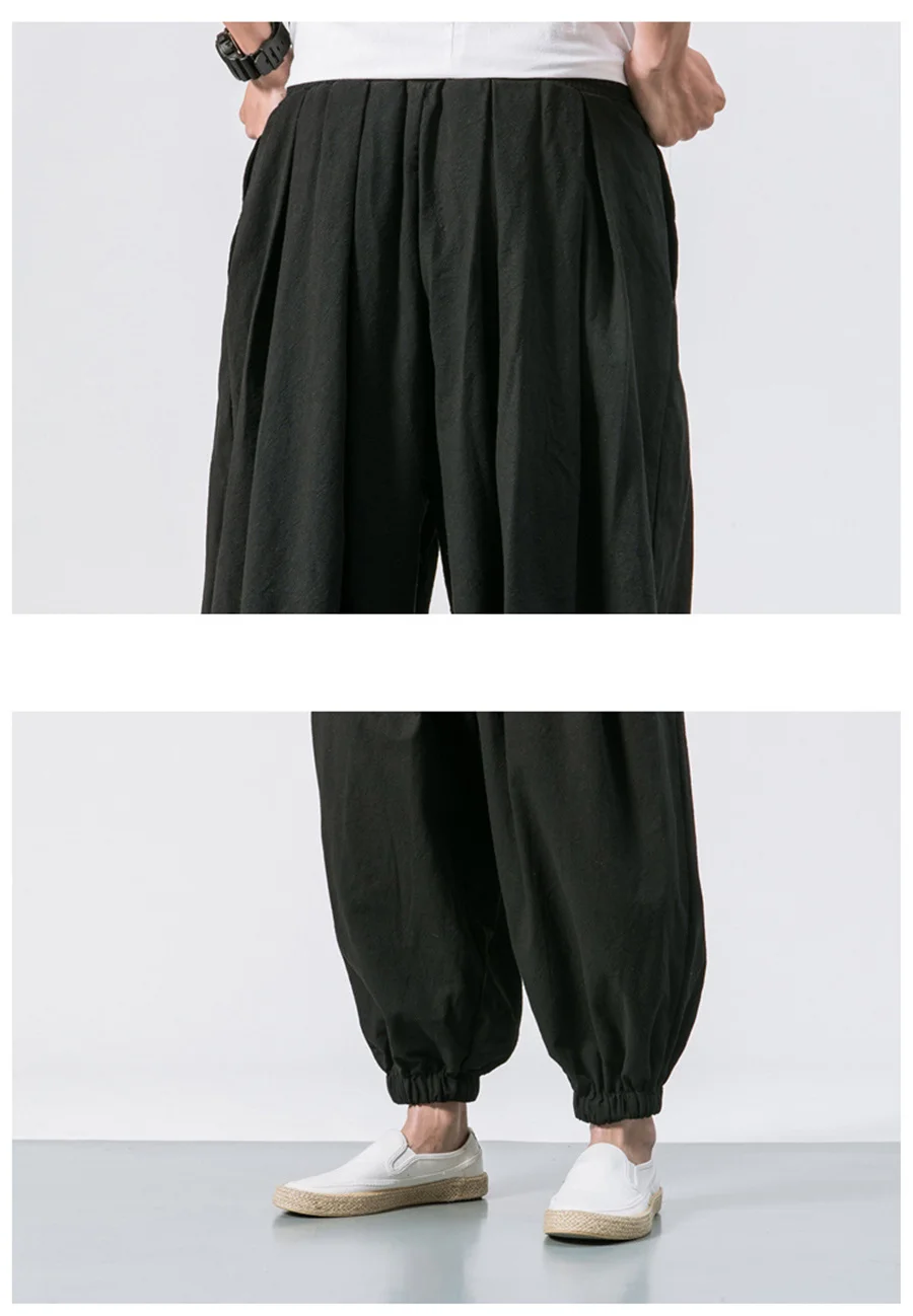 FGKKS Spring Men Loose Harem Pants Chinese Linen Overweight Sweatpants High Quality Casual Brand Oversize Trousers Male