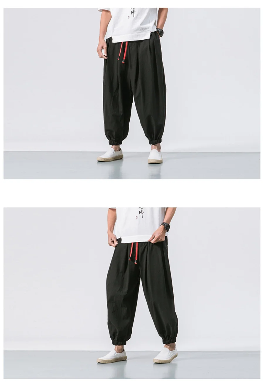 FGKKS Spring Men Loose Harem Pants Chinese Linen Overweight Sweatpants High Quality Casual Brand Oversize Trousers Male