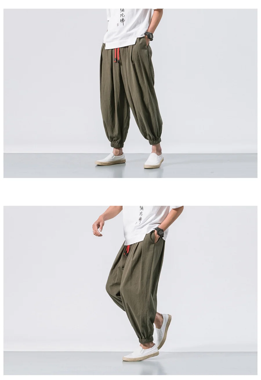 FGKKS Spring Men Loose Harem Pants Chinese Linen Overweight Sweatpants High Quality Casual Brand Oversize Trousers Male