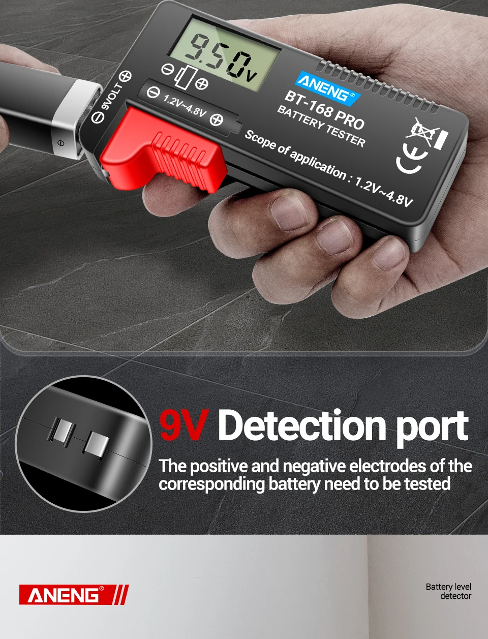 ANENG BT-168 PRO Digital Lithium Battery Capacity Tester Checkered Load Analyzer Display Check AAA AA Button Cell Universal Test