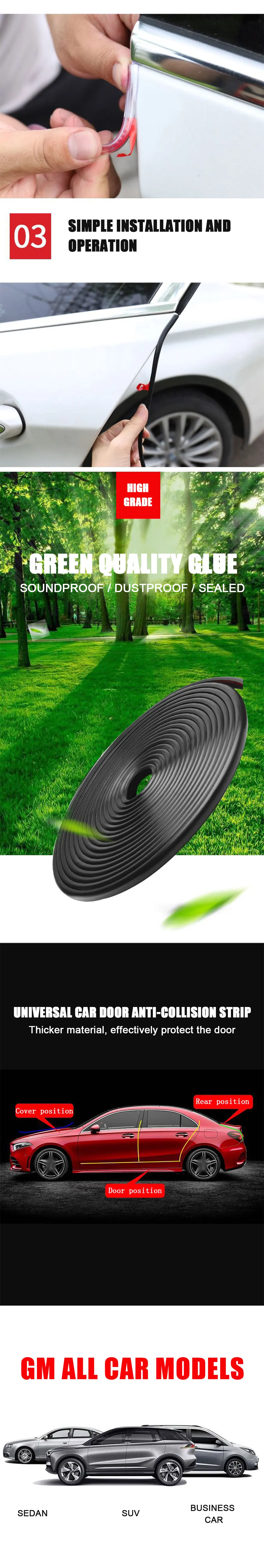 2M/5M/10M Car Door Protector Anti Collision Strip U Type Universal High Quality Rubber Car Door Edge Protection Car Accessories