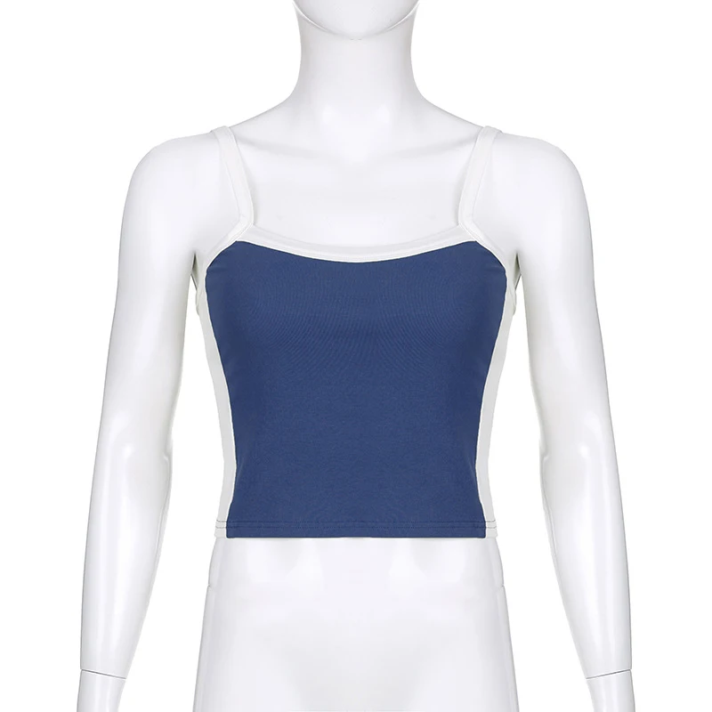 Sleeveless Knitted Crop Tops Green Sexy Basic Patchwork 2023 Summer Casual Cami Backless Y2k Vintage Tank Top Women