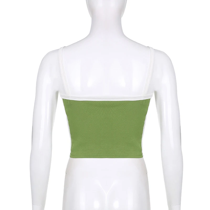 Sleeveless Knitted Crop Tops Green Sexy Basic Patchwork 2023 Summer Casual Cami Backless Y2k Vintage Tank Top Women