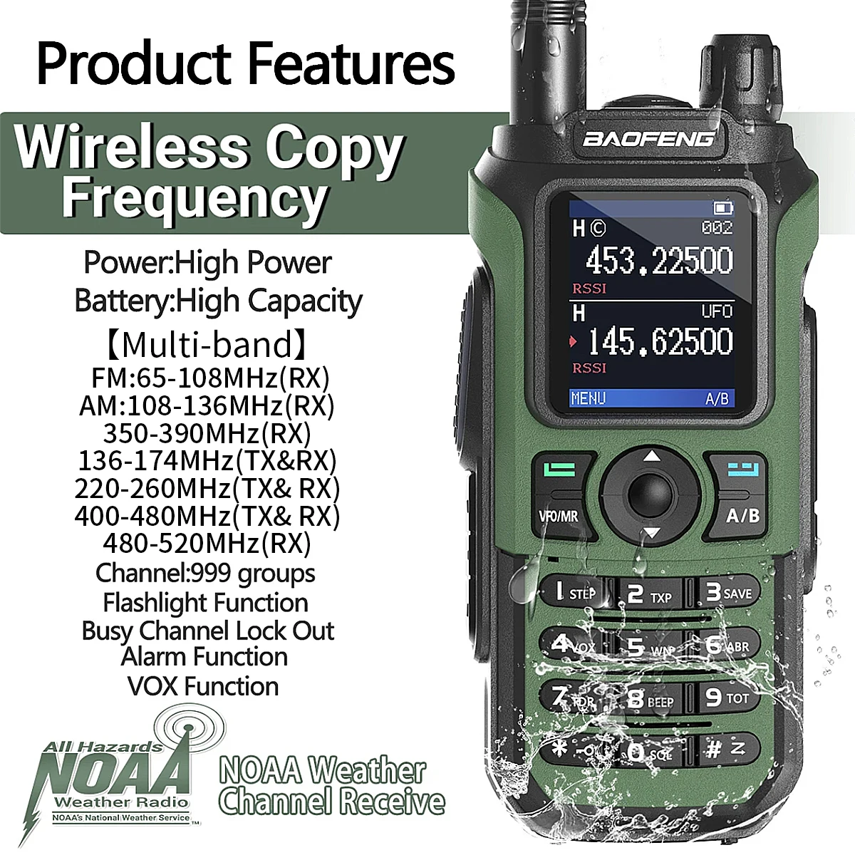 Baofeng UV 21 Pro Wireless Copy Frequency Walkie Talkie 16 KM AM Long Range Waterproof Multi-Band Type-C Charger Ham Radio UV 5R